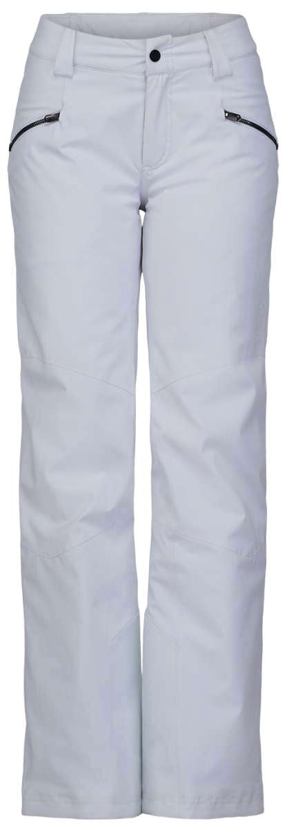 Spyder Ladies Amour GORE-TEX Infinium Pant 2023 - White ski pants with black zippers on side pockets and a black button at waistband.