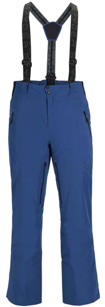 Spyder Bormio GORE-TEX Insulated Pant 2023 - Dark blue snow pants with black trim and adjustable straps on the shoulders.