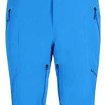 Spyder Bormio GORE-TEX Insulated Pant 2023 - A pair of sky blue ski pants with a black logo on the left thigh and adjustable straps at the waist.