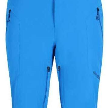 Spyder Bormio GORE-TEX Insulated Pant 2023 - A pair of sky blue ski pants with a black logo on the left thigh and adjustable straps at the waist.
