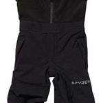 Spyder Boys Mini Expedition Pant 2023 - Black snow pants with a white logo on the left leg and black straps at the waist.