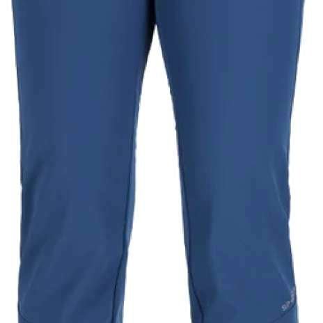 Spyder Ladies Orb Soft Shell Pant 2023 - A pair of dark blue ski pants with a subtle pattern and zippered pockets.