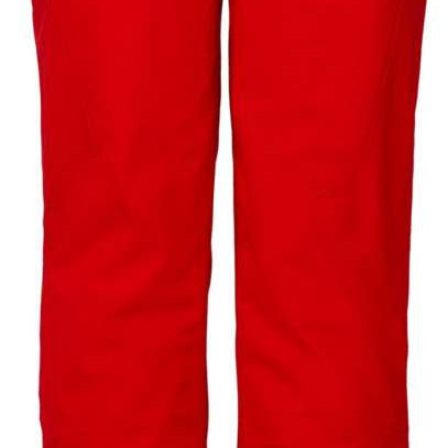 Spyder Ladies Winner GORE-TEX Insulated Pants 2023 - A pair of red ski pants with a black waistband and two zippered pockets on either side.