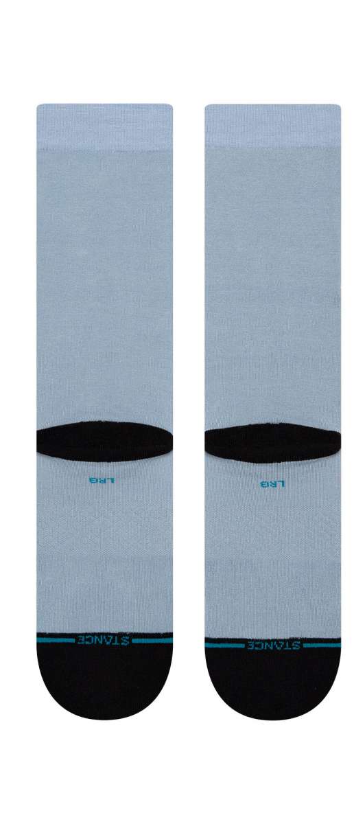 Stance Ahsoka West Crew Socks 2023 - Light gray crew socks with a repeating pattern of dark gray and light blue lines.
