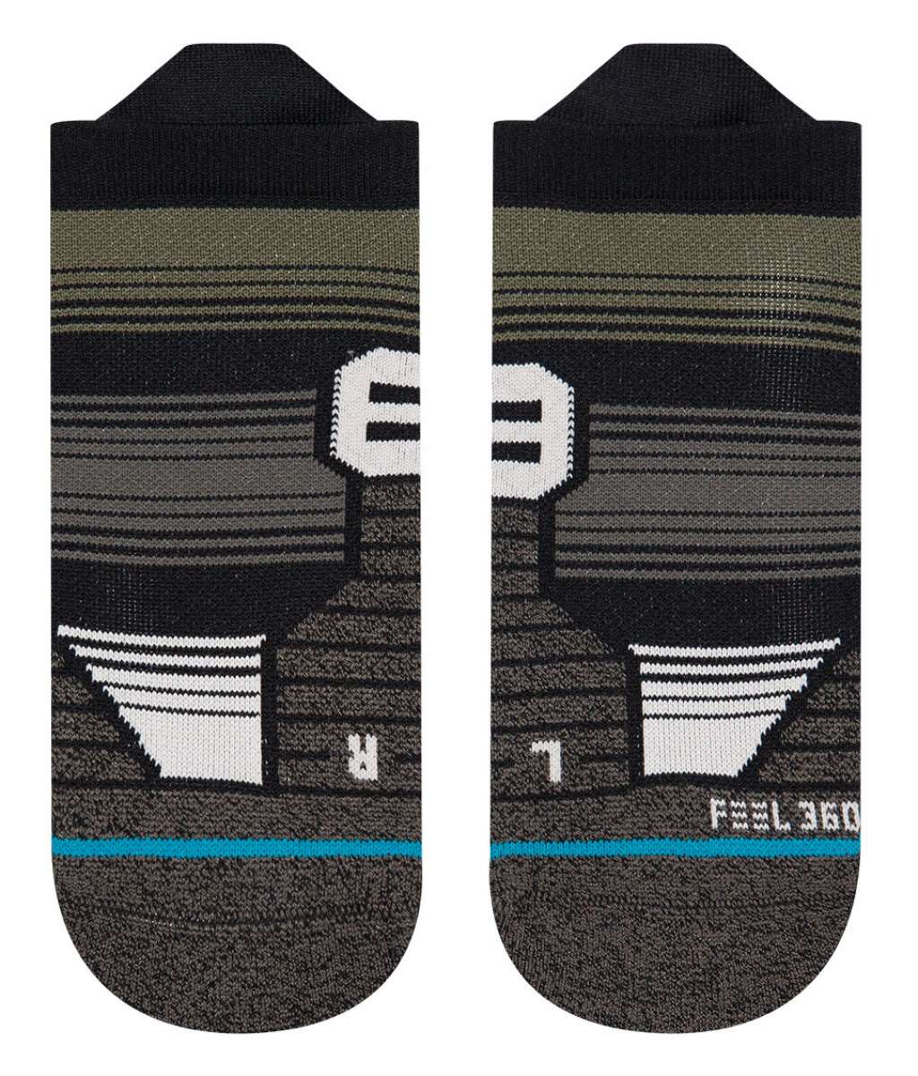 Stance Caliber Tab Low Cut Socks 2023 - Black socks with white stripes and a small logo on the top.