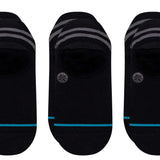 Stance Gamut 2 No Show 3 Pack Socks - Black socks with gray stripes and a circular logo on the ankle area.