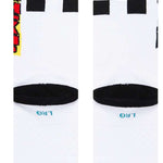 Stance Gnarly Crew Socks 2023 - White socks with a black and red checkered pattern on the left side.