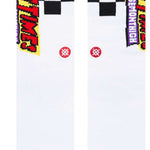 Stance Gnarly Crew Socks 2023 - White crew socks with red and yellow "GNARLY" lettering on the top of each foot.