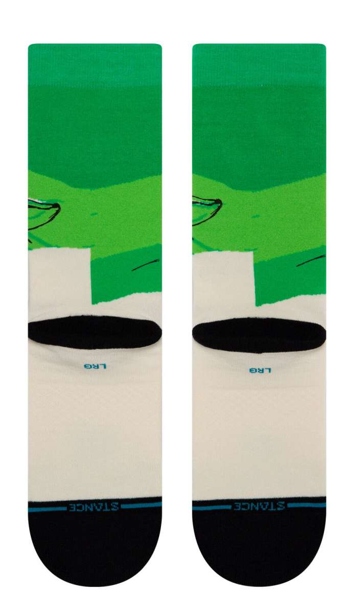 Stance Grogu West Crew Socks - A pair of crew socks featuring a green and white design with an image of Grogu from The Mandalorian on them.