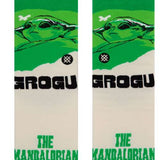 Stance Grogu West Crew Socks 2023 - Baby Yoda with green robes and white accents on a tan background.