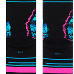 Stance Lightyear Crew Socks 2023 - Black crew socks with a blue and pink pattern of Buzz Lightyear's face from Toy Story.