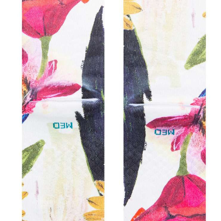 Stance Lucid Crew Cut Socks Ladies 2023 - White socks with pink and orange floral pattern.