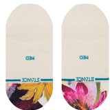 Stance Lucid No Show Socks Ladies 2023 - White socks with a floral pattern at the toe area.