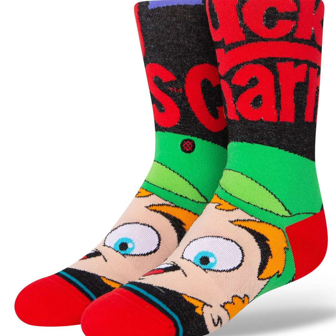 Stance Lucky Charms Crew Cut Kids Socks - A pair of socks featuring a colorful design with four-leaf clover and rainbow-colored marshmallows from the popular cereal brand Lucky Charms.