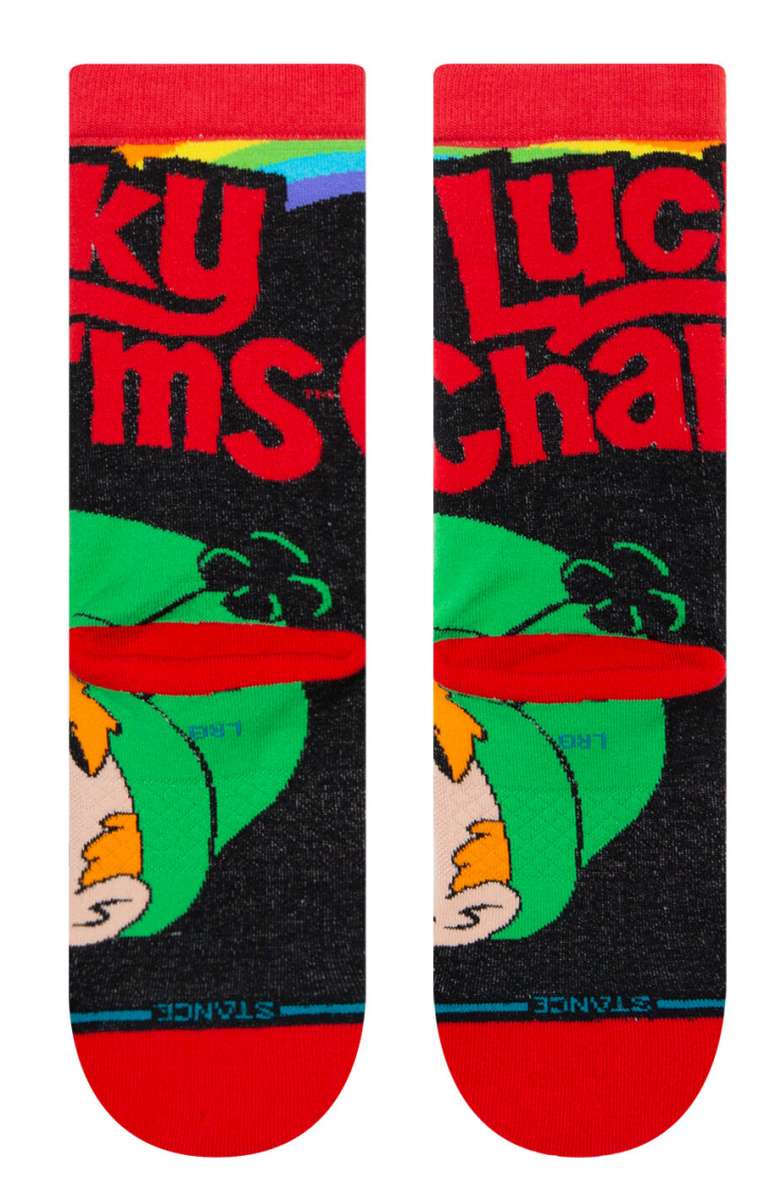 Stance Lucky Charms Crew Cut Kids Socks - A pair of socks featuring a colorful design with the iconic Lucky Charms leprechaun and marshmallows.