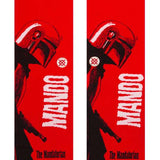 Stance Mando West Crew Socks 2023 - Red crew socks with a black silhouette of The Mandalorian character on the top.