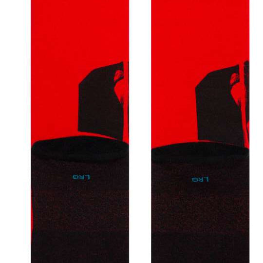 Stance Mando West Crew Socks 2023 - Red crew socks with a black bear logo on the ankle.