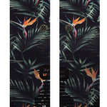 Stance Paradis Crew Socks 2023 - Black crew socks with a repeating pattern of palm leaves and orange flowers.