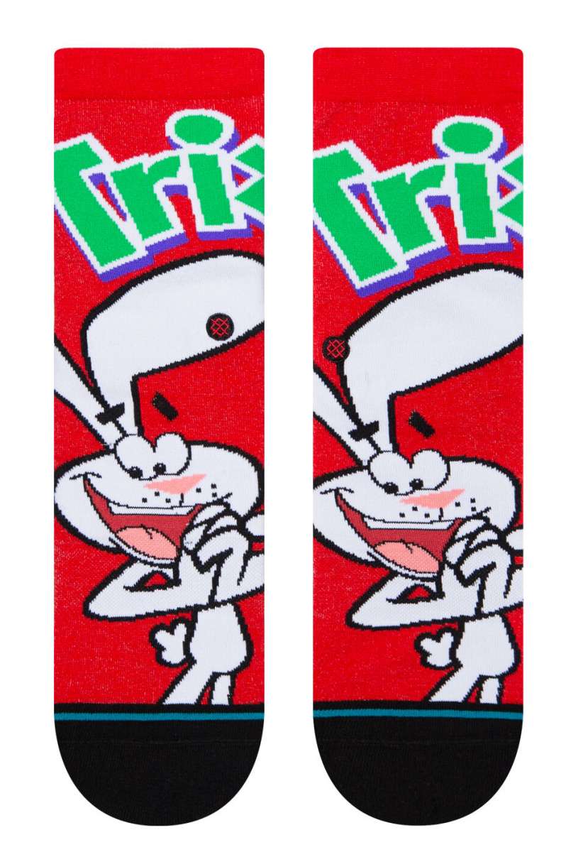 Stance Trix Crew Cut Kids Socks - Red socks with a cartoon rabbit on them.