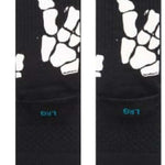 Stance Zombie Hang Crew Socks 2023 - Black crew socks with white zombie hand print design.