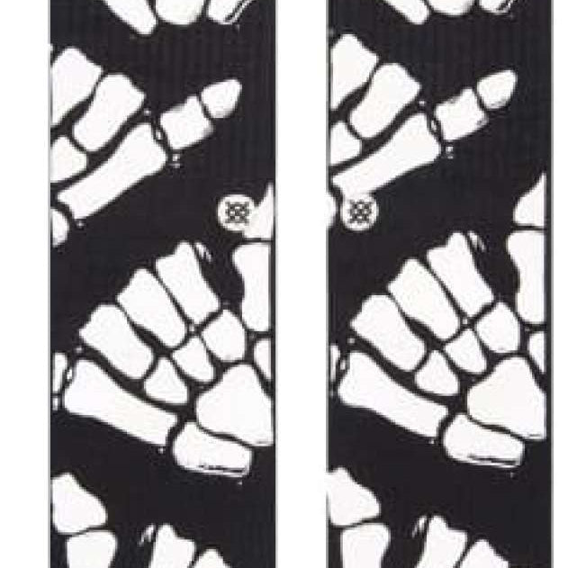 Stance Zombie Hang Crew Socks 2023 - Black crew socks with white zombie hand print design and blue stripe at top.