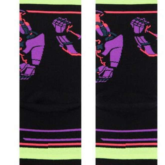 Stance Zurg Crew Socks 2023 - Black crew socks with a purple and red graphic of Zurg from Toy Story on the top portion.