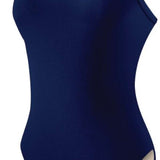 TYR Ladies' Durafast One Solid Diamondfit Flyback Swimsuit - A navy blue swimsuit with a diamond pattern and flyback logo on the upper left side.