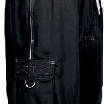 TYR Men's Challenger Swim Trunk - Black swim trunks with white drawstring and logo on left leg.