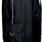 TYR Men's Challenger Swim Trunk - Black swim trunks with white drawstring and logo on left leg.