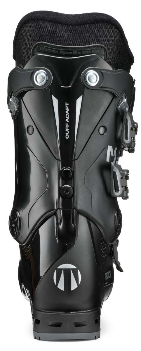Tecnica Ladies Mach Sport HV 65 Ski Boot 2022-2023 - Black ski boot with white lettering and a silver buckle on the side.