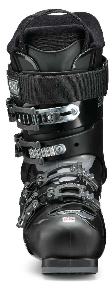 Tecnica Ladies Mach Sport HV 65 Ski Boot 2022-2023 - Black ski boot with silver buckles and straps.