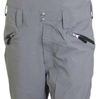 Turbine Mission II Shell Bib 2023 - A gray bib with a black logo on the left leg and adjustable straps.