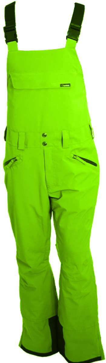 Turbine Mission II Shell Bib 2023 - A bright green bib-style snow pants with adjustable straps and a zippered pocket on the thigh.