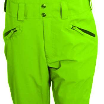 Turbine Mission II Shell Bib 2023 - A bright green bib-style snow pants with adjustable straps and a zippered pocket on the thigh.
