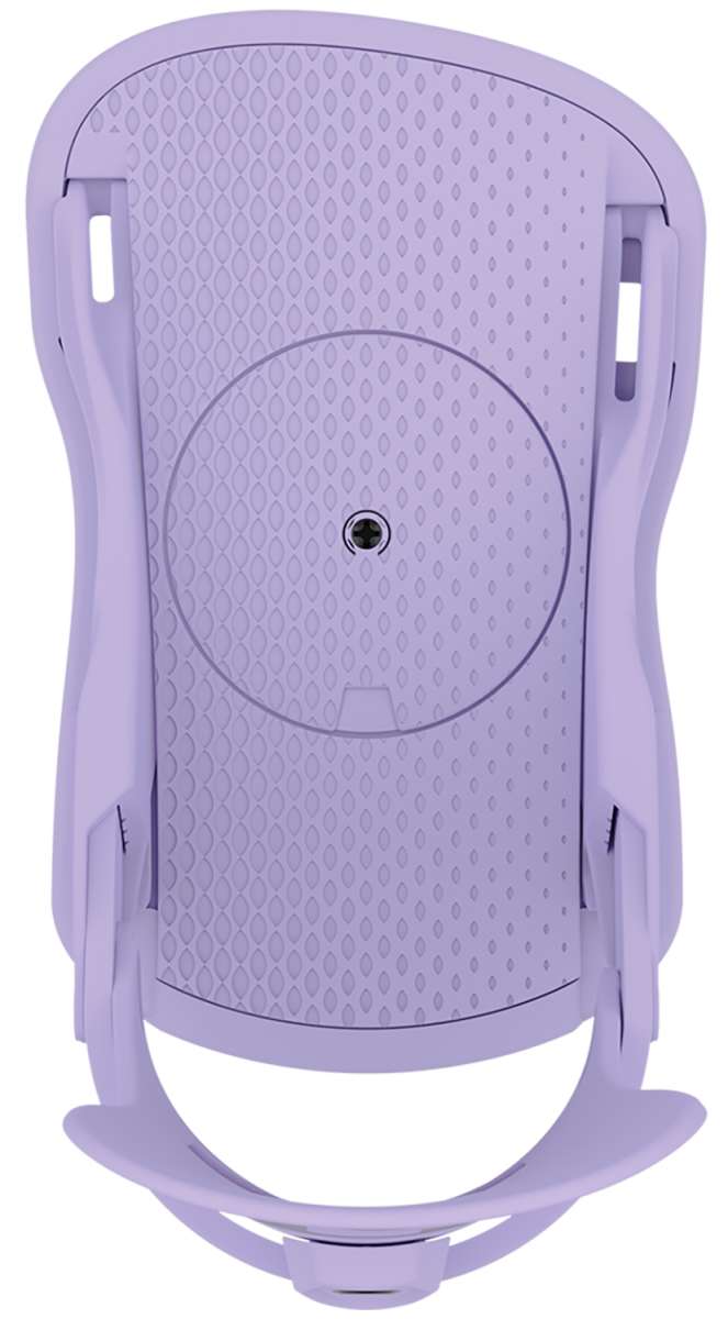 Union Women's Legacy Snowboard Binding 2024 - A women's snowboard binding with a sleek black baseplate and silver buckles.