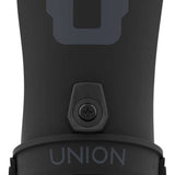 Union Women's Legacy Snowboard Binding 2024 - A black snowboard binding with a large "U" logo on top and a circular screw in the middle of it.