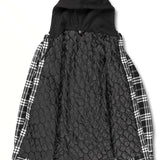 Volcom Field Insulated Flannel Jacket - A black insulated flannel jacket with a hood, featuring a plaid pattern on the sleeves and body.