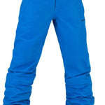 Volcom Kids Freakin' Snow Chino - A pair of blue snow pants with a subtle white stripe on the side and black drawstrings.