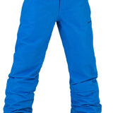 Volcom Kids Freakin' Snow Chino - A pair of blue snow pants with a subtle white stripe on the side and black drawstrings.