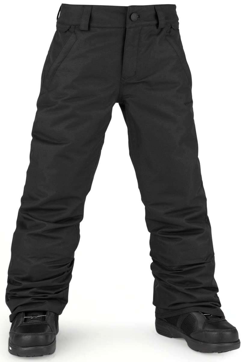 Volcom Kids Freakin' Snow Chino - Black snow pants with a subtle white stripe on the side of one leg.