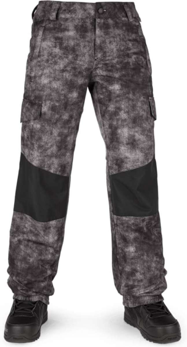 Volcom Women's Hotlapper Pants 2022 - Black snow pants with a subtle white pattern and black drawstring at waist.