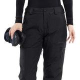 Volcom Women's Knox Insulated GORE-TEX Pant - Black insulated ski pants with a zippered pocket on the right thigh and adjustable Velcro straps at the waist.