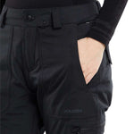 Volcom Women's Knox Insulated GORE-TEX Pant 2024 - Black insulated ski pants with a zippered pocket on the right thigh and a black logo on the left leg.