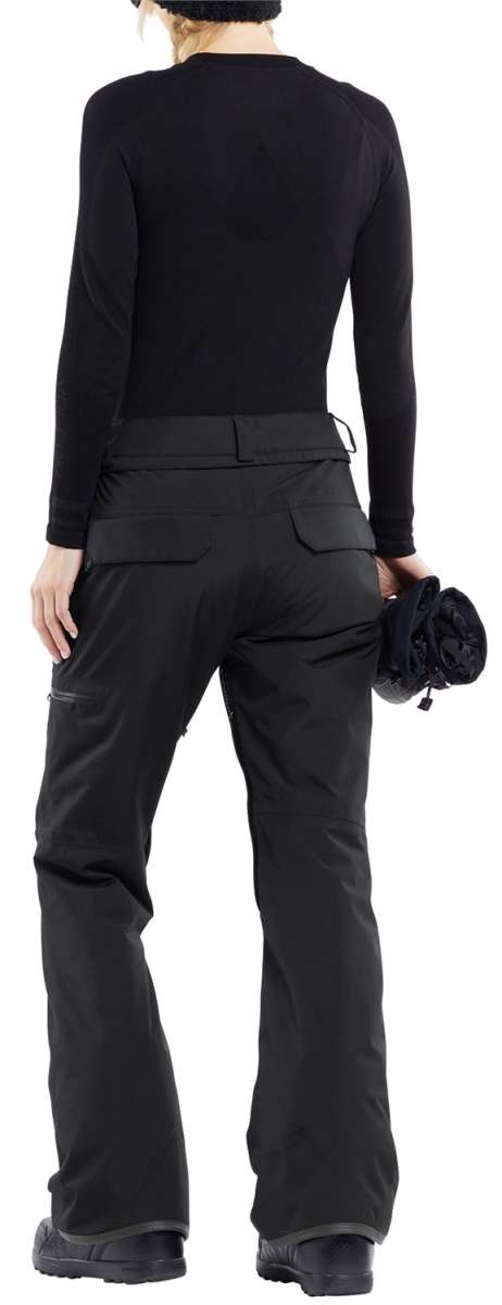 Volcom Women's Knox Insulated GORE-TEX Pant - Black insulated ski pants with a zippered pocket on the side of the leg.