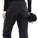 Volcom Women's Knox Insulated GORE-TEX Pant - Black insulated ski pants with a zippered pocket on the side of the leg.