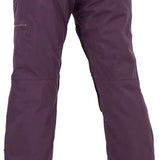 Volcom Women's Knox Insulated GORE-TEX Pant - A pair of dark purple snow pants with a zippered pocket on the left thigh and a small, rectangular logo on the right leg.
