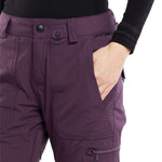 Volcom Women's Knox Insulated GORE-TEX Pant - A pair of purple ski pants with a black zipper on the left thigh and a black logo that reads "VOLCOM" in white letters.