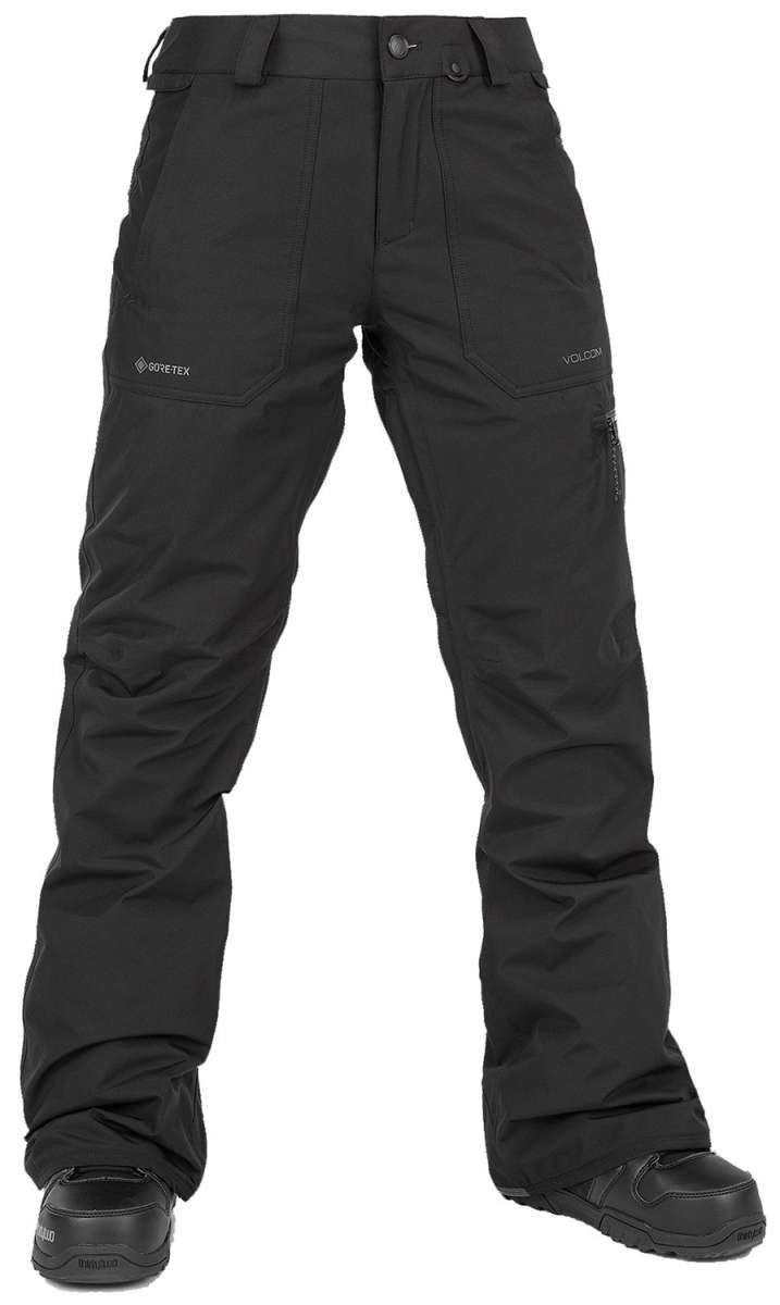 Volcom Women's Knox Insulated GORE-TEX Pant 2024 - Black insulated ski pants with a GORE-TEX logo on the left thigh pocket.