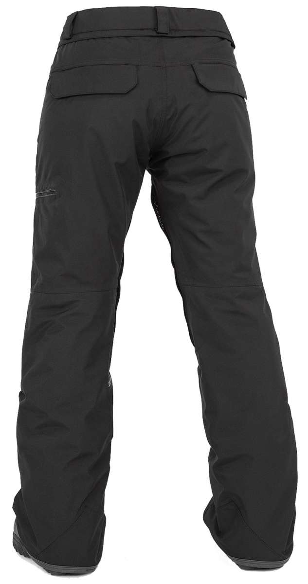 Volcom Women's Knox Insulated GORE-TEX Pant 2024 - Black insulated ski pants with a zippered pocket on the right thigh and a small white logo on the left leg.