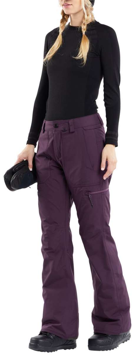Volcom Women's Knox Insulated GORE-TEX Pant - Black insulated ski pants with a zippered pocket on the thigh and a black zipper pull.